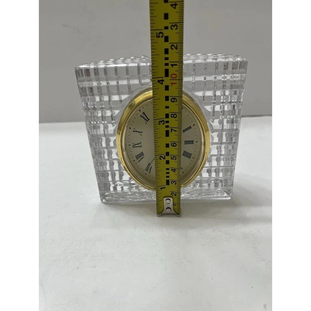 Vintage Mikasa Illusions Lead Crystal Desk Clock Square Diamond Pattern 4.25x4